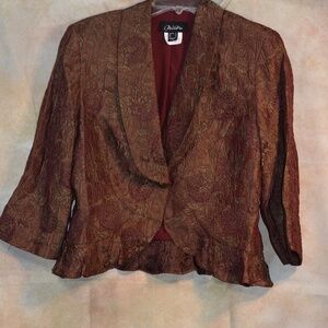 Embroidered Brown Jacket Sz 12 NueVa